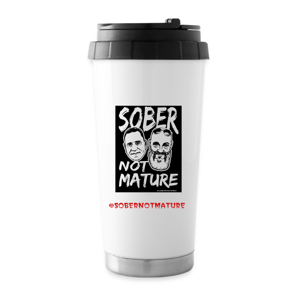 Sober Not Mature Logo Travel Mug - white
